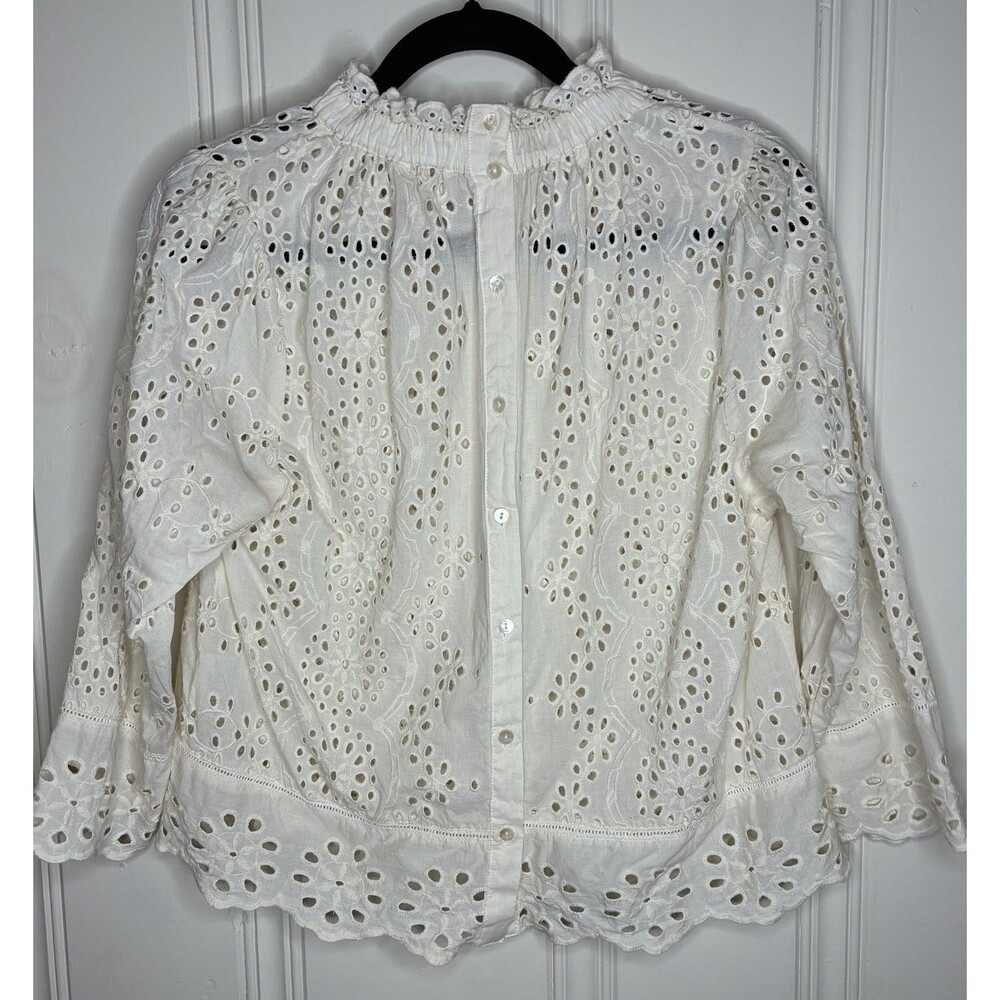 White Eyelet Lace Blouse - Women Tops - Picture 3 of 11